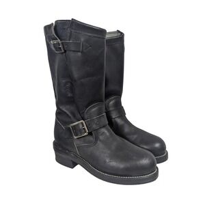 Chippewa Vtg Steel Toe Engineer Boots Black Leather Motorcycle Boots Mens Sz 5 M